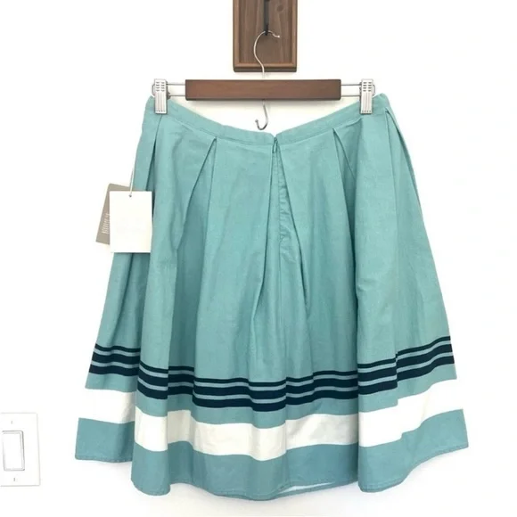 🍑 Jason Wu 10 Skirt Belize Blue Pleated Striped 20th Anniversary Retro Preppy - Picture 3 of 13